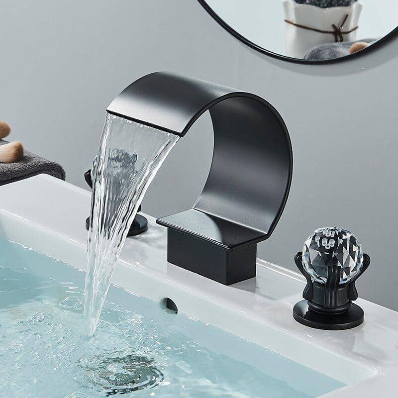 Torneira Para Banheiro Misturador Duplo Comando Cascata New York torneira banheiro Artificio Lar Preto Fosco A Pronta Entrega