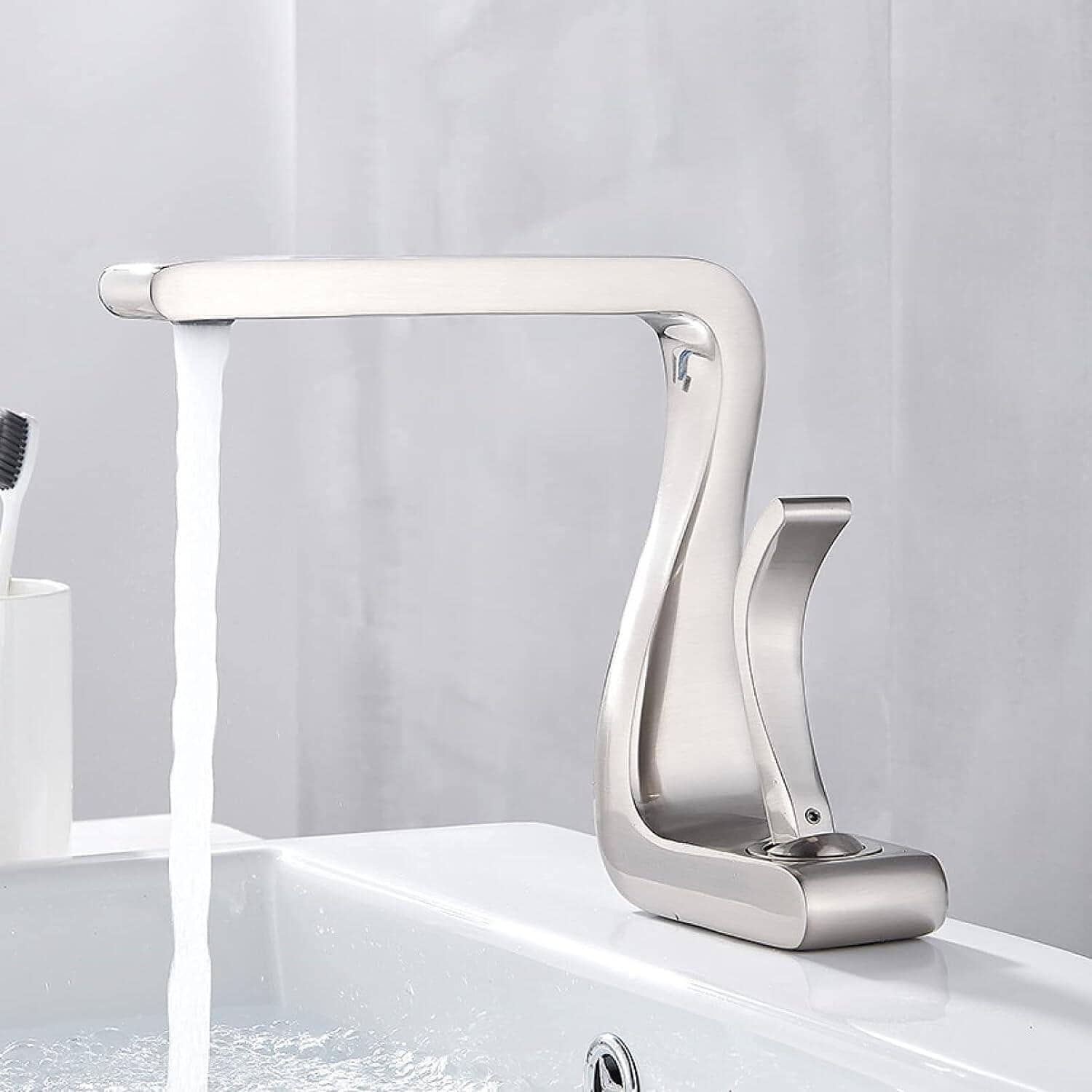 Torneira Para Banheiro Misturador Flory Luxo torneira banheiro Artificio Lar Níquel Escovado Entrega De 7 a 18 Dias