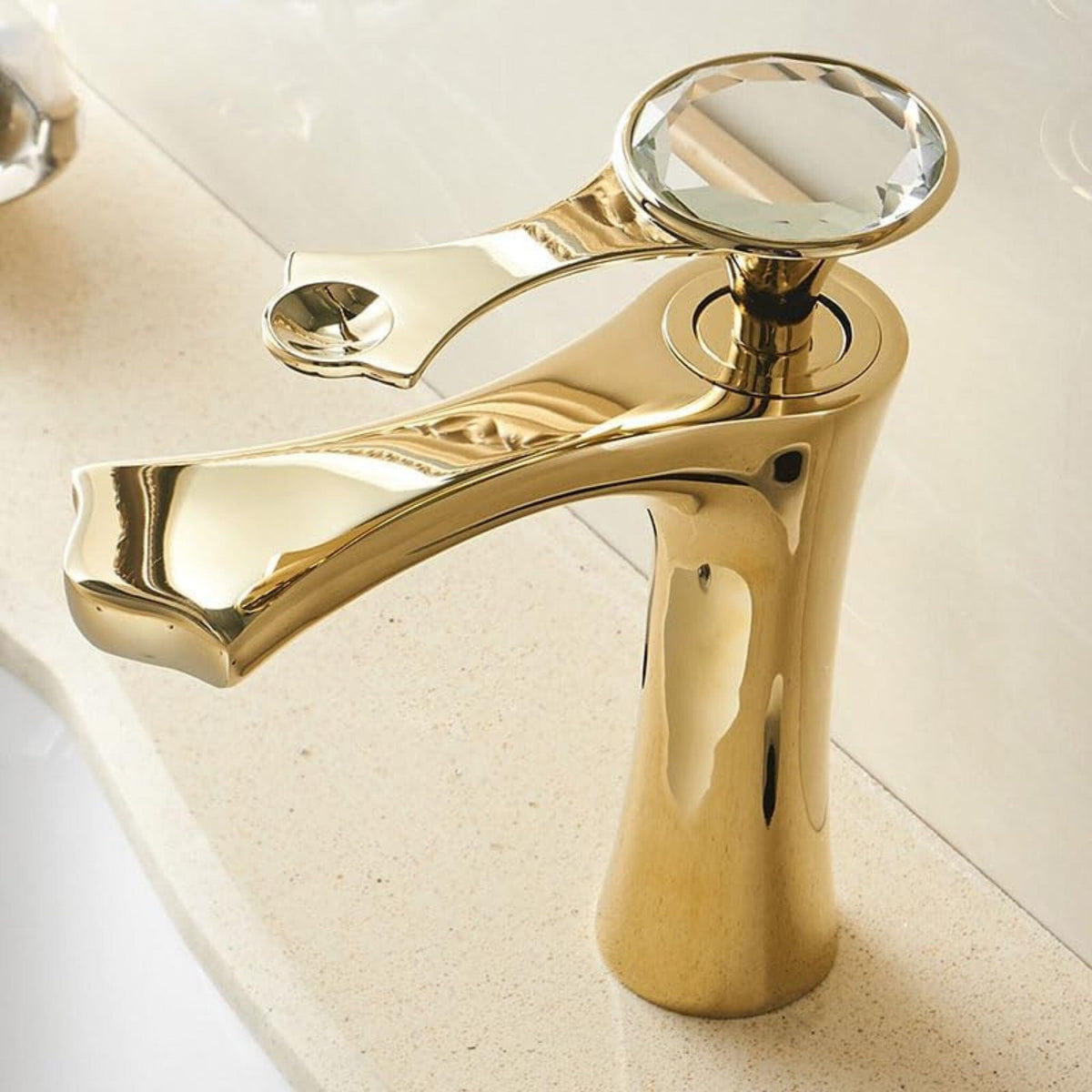 Torneira Para Banheiro Monocomando Com Cristal Realy Torneira Para Banheiro Monocomando Com Cristal Realy Artificio Lar Dourado Baixa