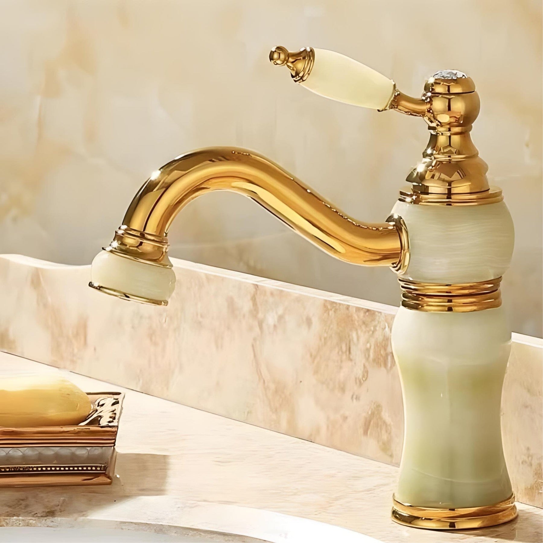 Torneira Para Banheiro Monocomando Vintage Dourada Inox Avino torneira para banheiro monocomando Artificio Lar Dourado/Pedra