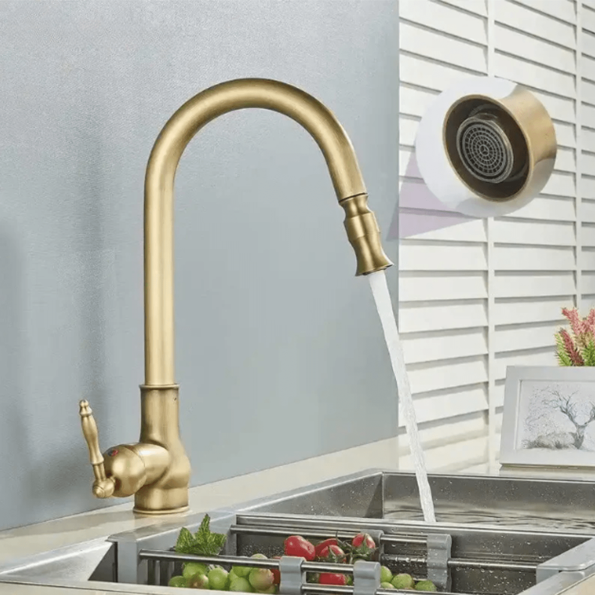 Torneira Retro Vintage Gourmet Monocomando Extensível Bancada Caprot Torneira Retro Vintage Gourmet Monocomando Extensível Bancada Caprot Artificio Lar Broze Antigo