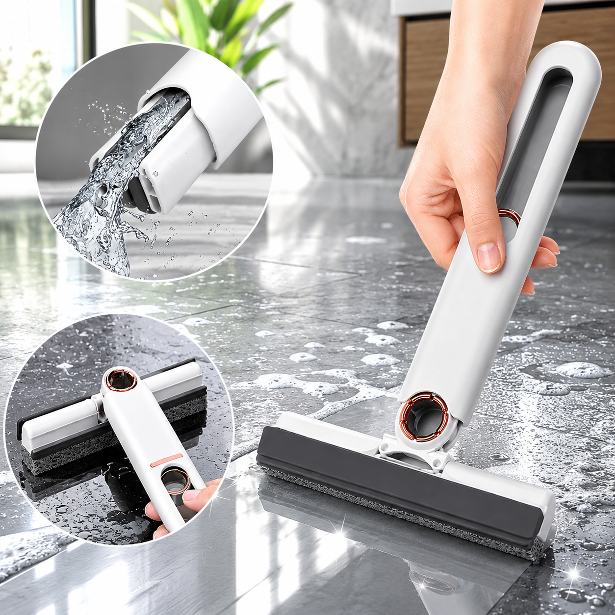 FlexMop™ Mini Rodo Esfregão Esponja Absorvente