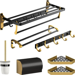 Acessórios Kit Premium Para Banheiro Black e Dourado grupo 01 acessorios para banheiro Artificio Lar 