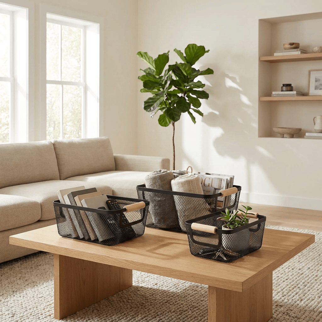 Cesto Organizador de Metal Telado Decoratto Household Storage Baskets Artificio Lar
