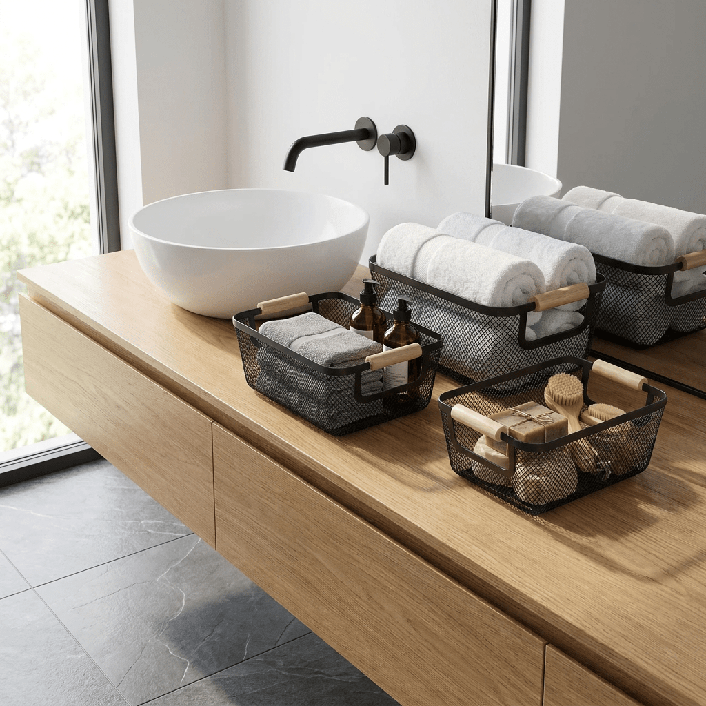 Cesto Organizador de Metal Telado Decoratto Household Storage Baskets Artificio Lar