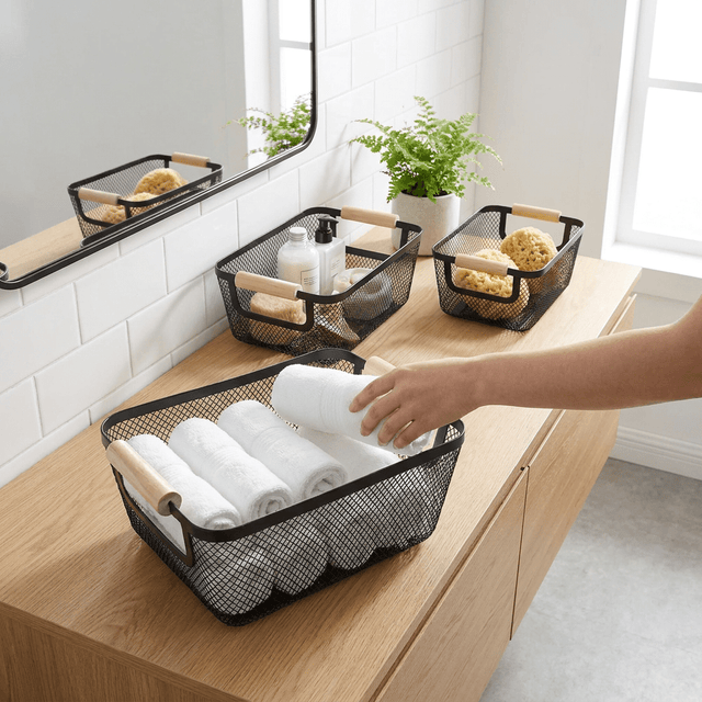 Cesto Organizador de Metal Telado Decoratto Household Storage Baskets Artificio Lar