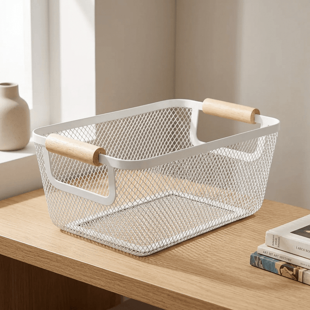 Cesto Organizador de Metal Telado Decoratto Household Storage Baskets Artificio Lar Médio (31x21x14cm)