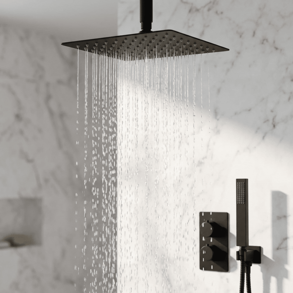 Chuveiro de Teto Quadrado Inox 50x50cm Black Nivora Chuveiro de Teto Artificio Lar