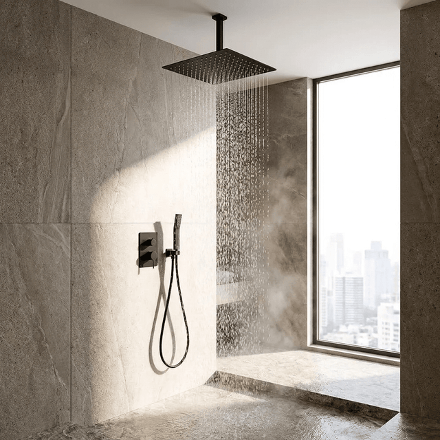 Chuveiro de Teto Quadrado Inox 50x50cm Black Nivora Chuveiro de Teto Artificio Lar