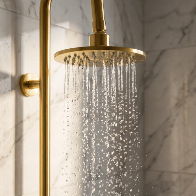 Chuveiro para Banheiro Termostático Dourado Redondo AurumVitta Bathroom Suites Artificio Lar