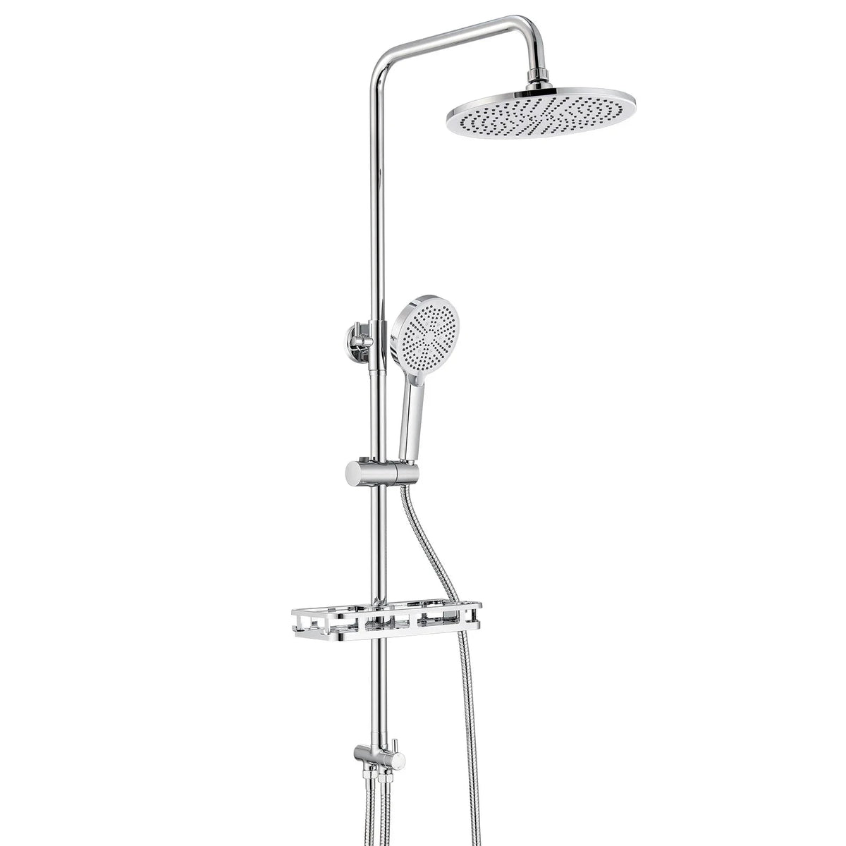 Coluna de Chuveiro Cromada com Suporte e Ducha 25cm Veltor Coluna de Chuveiro Artificio Lar