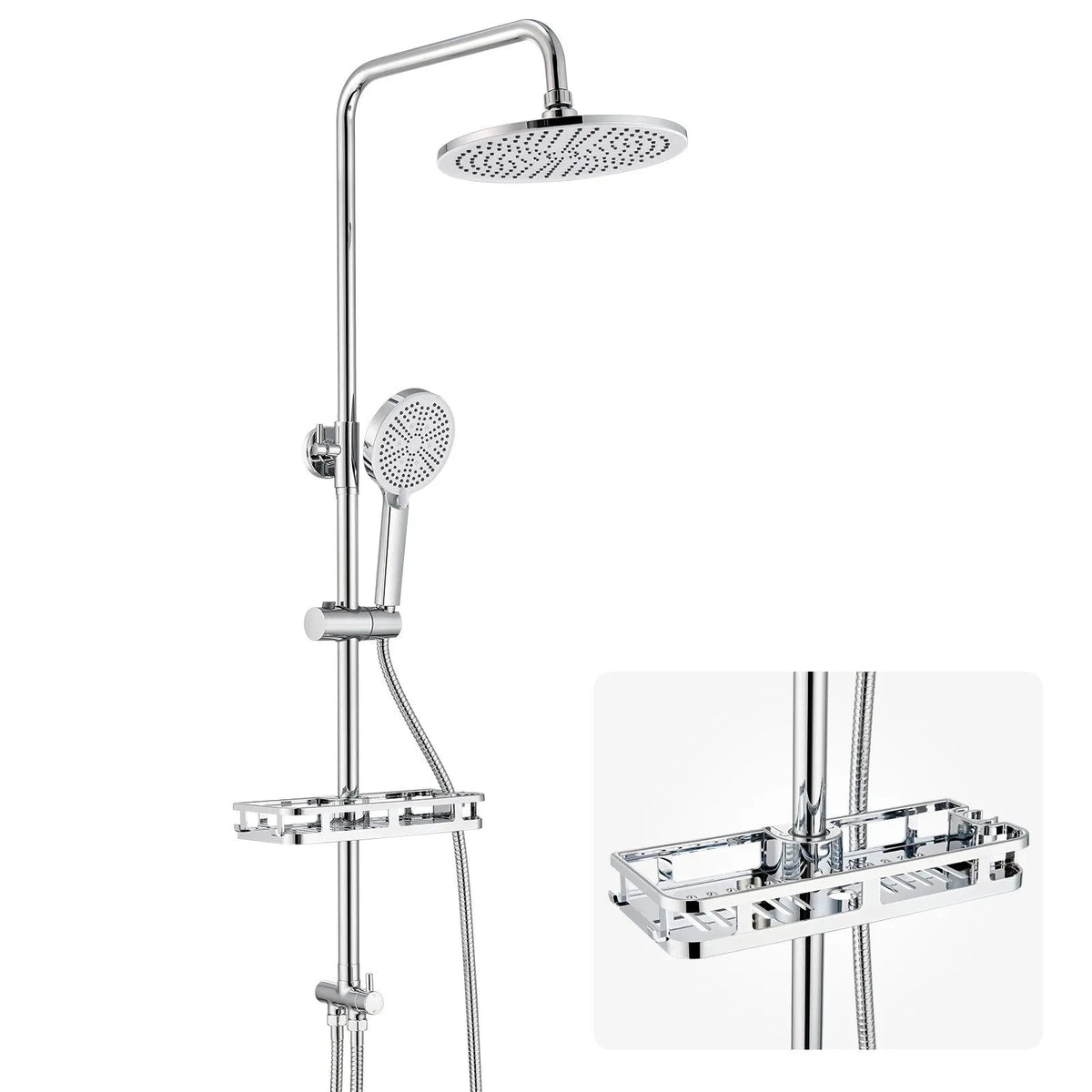 Coluna de Chuveiro Cromada com Suporte e Ducha 25cm Veltor Coluna de Chuveiro Artificio Lar