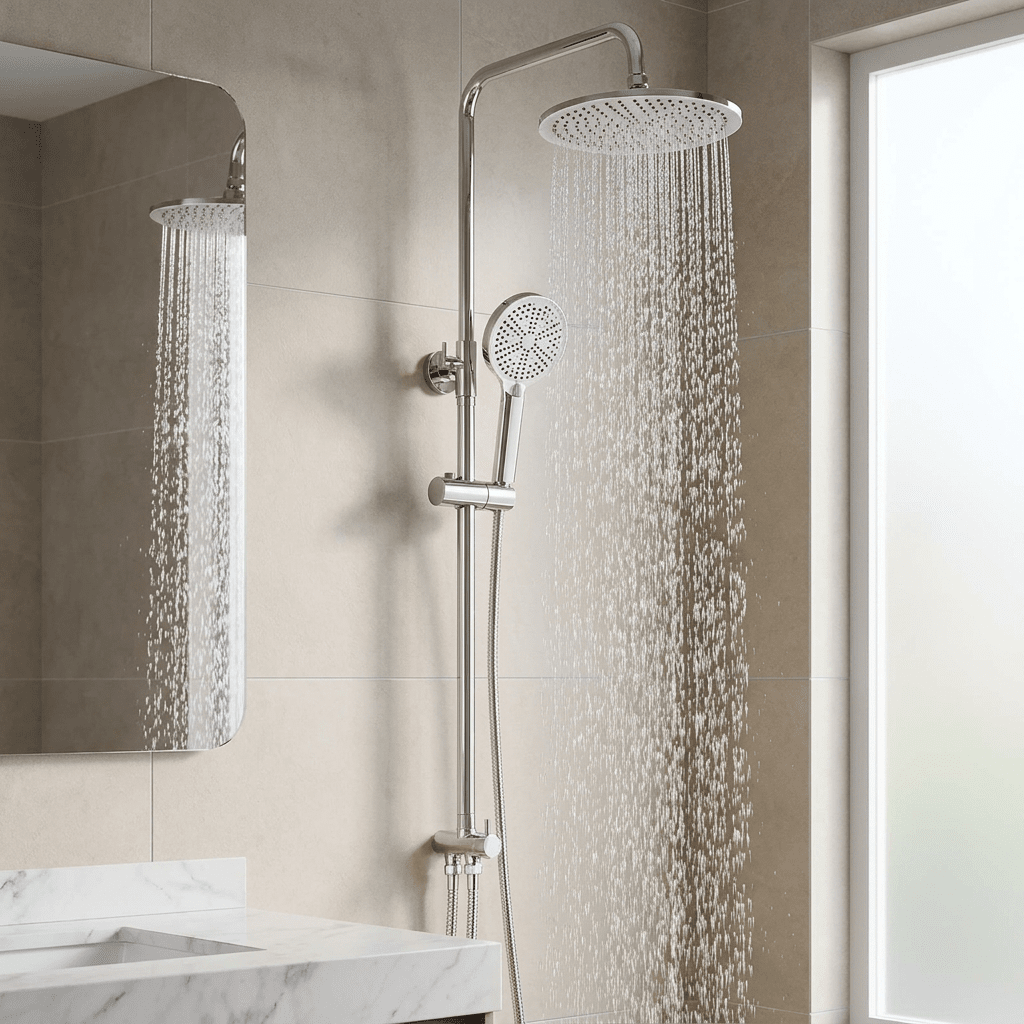 Coluna de Chuveiro Cromada com Suporte e Ducha 25cm Veltor Coluna de Chuveiro Artificio Lar Cromado