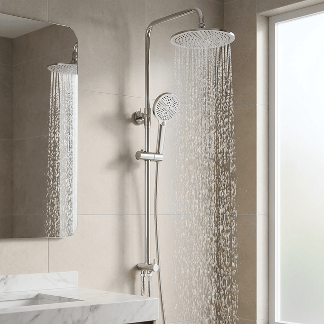 Coluna de Chuveiro Cromada com Suporte e Ducha 25cm Veltor Coluna de Chuveiro Artificio Lar Cromado