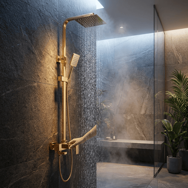 Conjunto de Chuveiro Monocomando Dourado Aurivita Bathroom Suites Artificio Lar