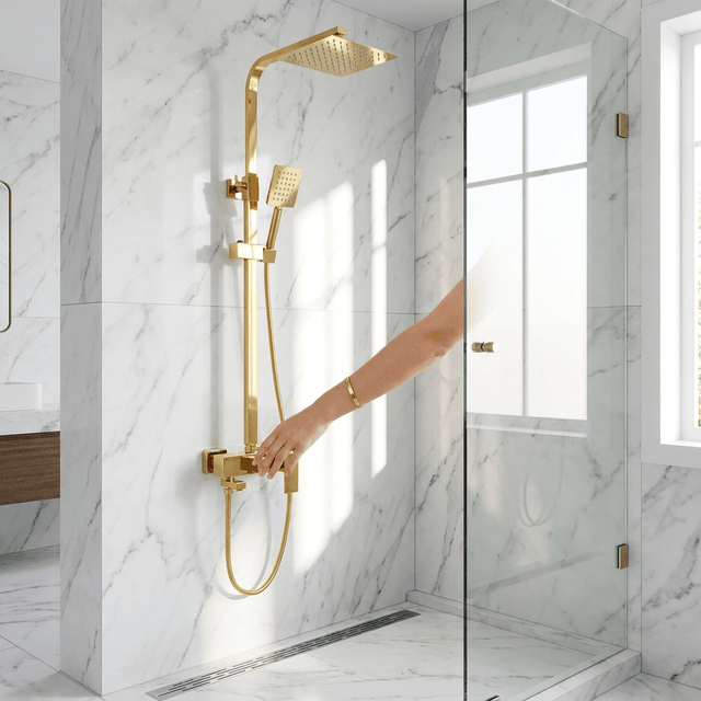 Conjunto de Chuveiro Monocomando Dourado Aurivita Bathroom Suites Artificio Lar