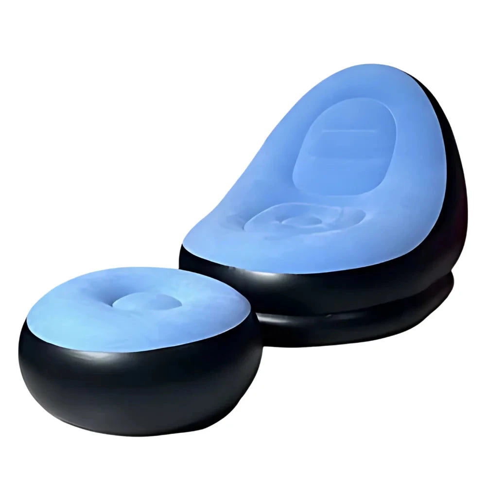 Conjunto Poltrona Sofa Inflavel Portatil Groover Conjunto Poltrona Sofa Inflavel Portatil Groover Artificio Lar Azul A Pronta Entrega 