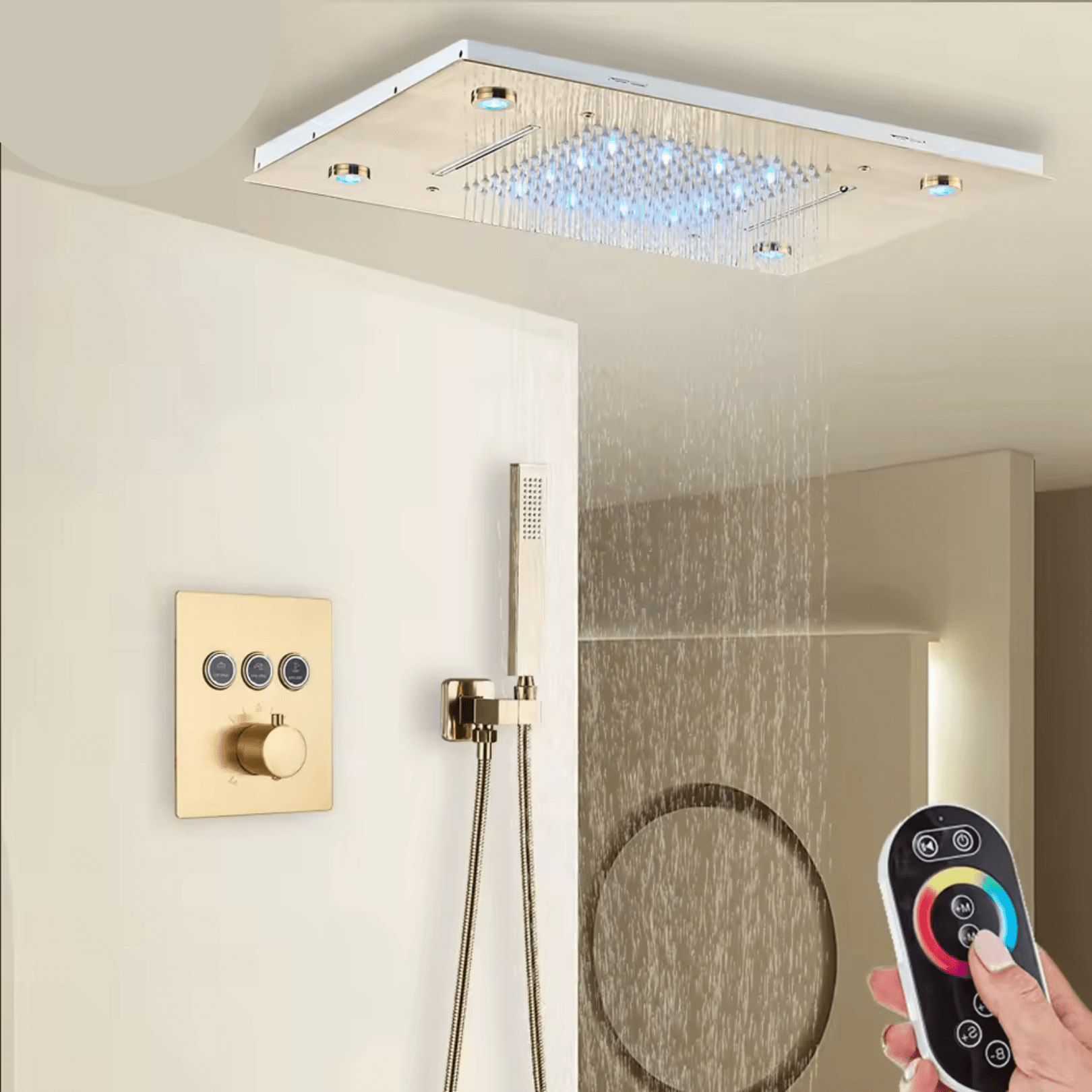Ducha de Teto Embutir com LED Chuveiro de Teto Embutir com LED Artificio Lar 