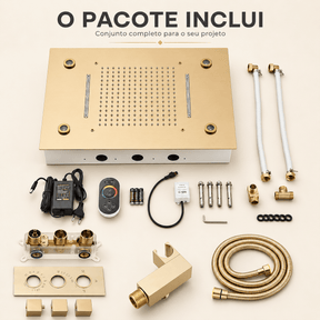 Ducha SPA de Teto com LED e Controle Termostático Pluvora SPA™ Chuveiro de Teto Embutir com LED Artificio Lar 