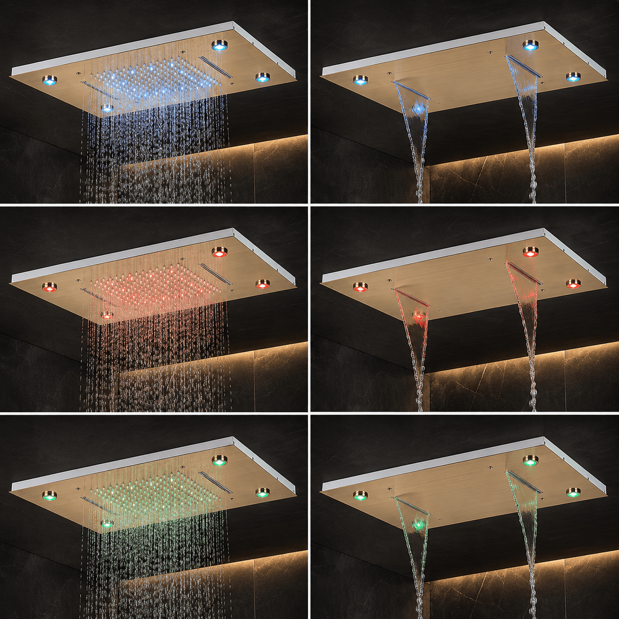 Ducha SPA de Teto com LED e Controle Termostático Pluvora SPA™ Chuveiro de Teto Embutir com LED Artificio Lar 