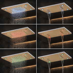 Ducha SPA de Teto com LED e Controle Termostático Pluvora SPA™ Chuveiro de Teto Embutir com LED Artificio Lar 