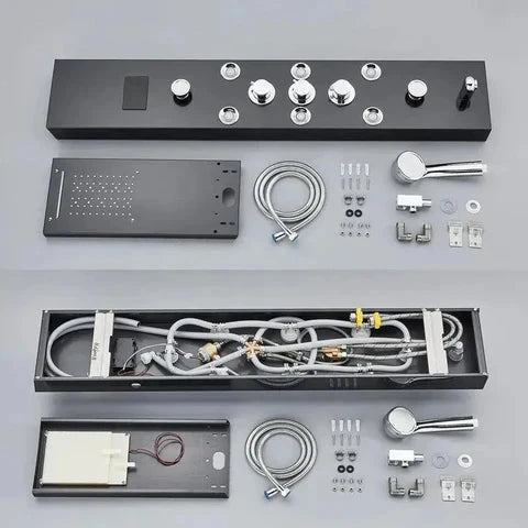 Ducha Vertical Com Hidro Cascata Led Visor Inox Spa Trust Ducha Vertical Com Hidro Cascata Led Visor Inox Artificio Lar 