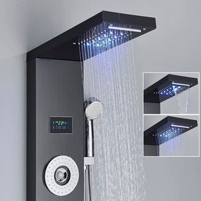 Ducha Vertical Com Hidro Cascata Led Visor Inox Spa Trust Ducha Vertical Com Hidro Cascata Led Visor Inox Artificio Lar 