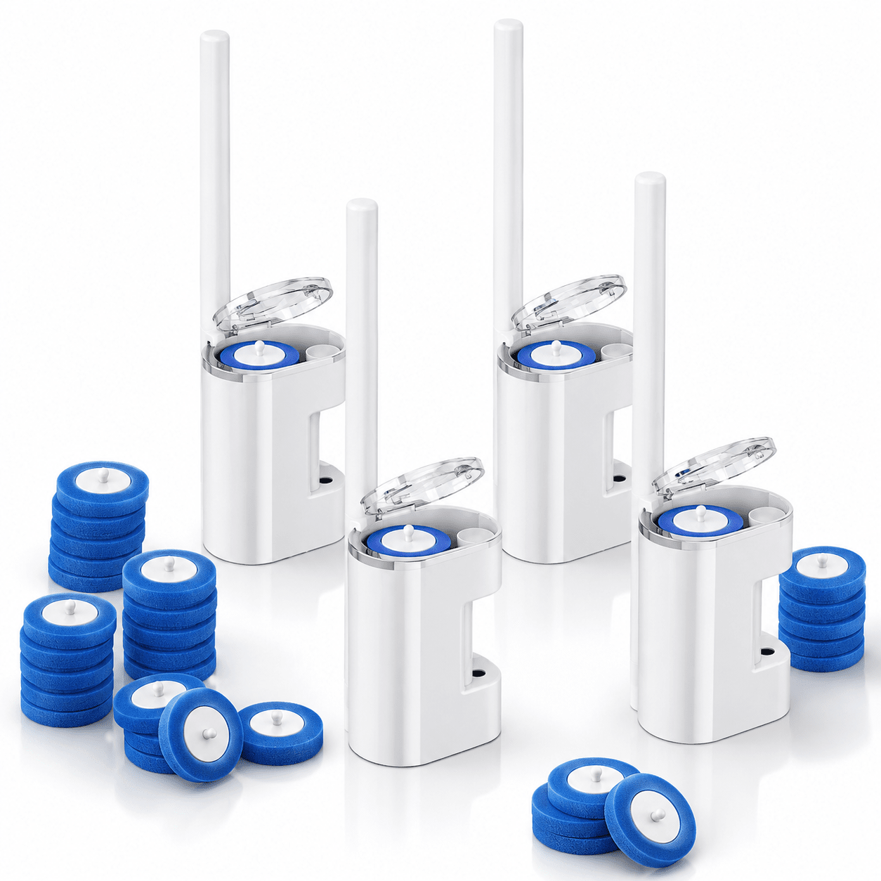 Escova Sanitária SaniVora™ com Refis Descartáveis Escova Sanitária SaniVora™ com 24 Refis Descartáveis Artificio Lar 4 Unidades Escova + 96 Refis 