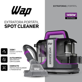 Extratora Higienizadora Portátil Borrifa Esfrega e Extrai Sujeira Colchão Sofá W3 1450W Wap Artificio Lar 