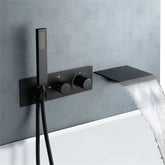 FARRETE concealed bathtub faucet cold and hot full copper gun gray built-in wall-mounted two-function waterfall showerhead set Artificio Lar Matte black-model B G1/2 