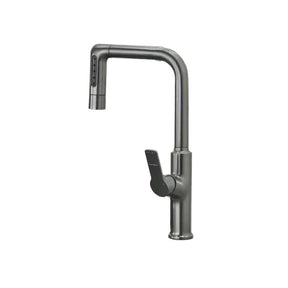 Gun gray kitchen faucet pull-out vegetable sink hot and cold copper splash proof sink balcony rotating Artificio Lar 
