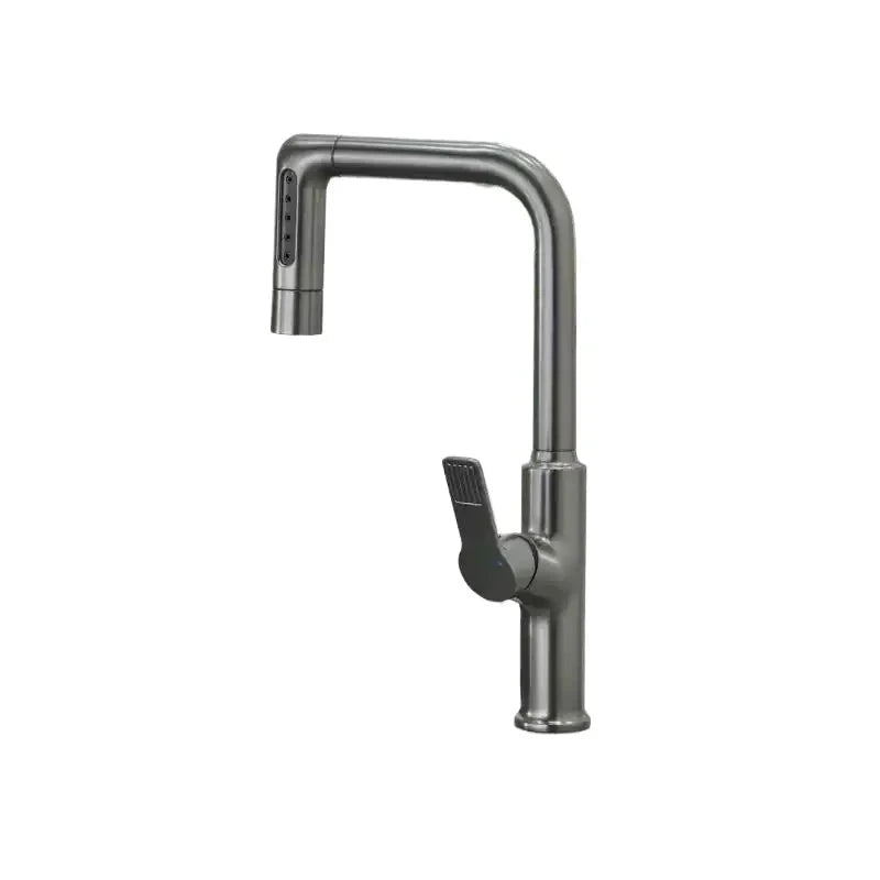 Gun gray kitchen faucet pull-out vegetable sink hot and cold copper splash proof sink balcony rotating Artificio Lar 