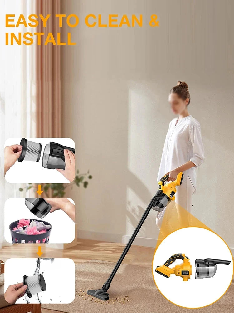 Handheld Cordless Vacuum with HEPA 2.0 Filter Container Electric Power Vacuum Cleaner for Makita DeWalt 18V Battery (No Battery) Artificio Lar 