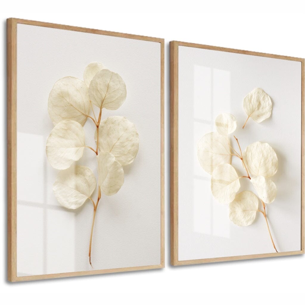 Kit 2 Quadros Decorativos Flores Brancas Botânico Para Sala Casa Quarto Hall Com Moldura e Vidro Quadros Artificio Lar Bege Com Vidro A Pronta Entrega