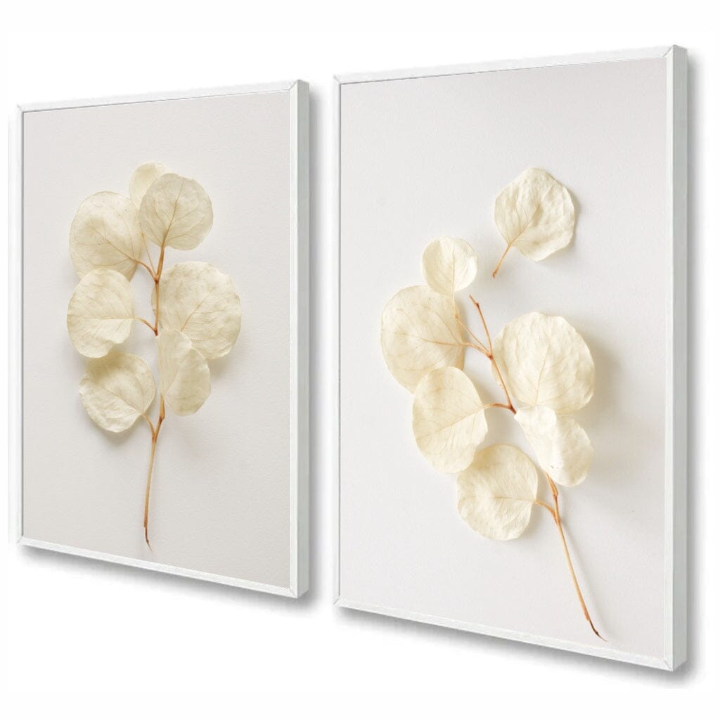 Kit 2 Quadros Decorativos Flores Brancas Botânico Para Sala Casa Quarto Hall Com Moldura e Vidro Quadros Artificio Lar Branco Com Vidro A Pronta Entrega