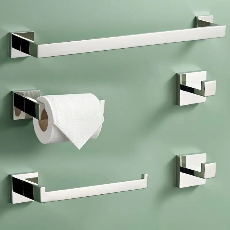 Kit Acessórios Banheiro Aço Escovado Brigth Kit Acessórios Banheiro Aço Escovado Artificio Lar 