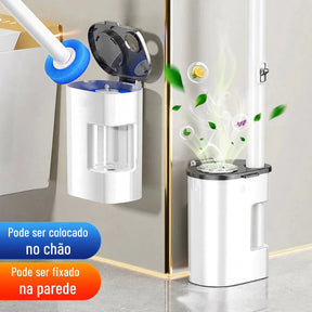 Kit Escova de Vaso com Refil Suporte de Parede Incluso Descartável, Sem Contato e Sem Sujeira para Limpeza do Banheiro Artificio Lar 