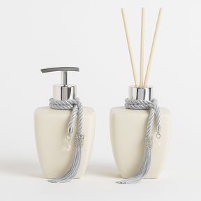 Kit Vidros Lavabo Branco Deluxe C/ Enfeite Difusor E Sabonete Kit Vidros Lavabo Branco Deluxe C/ Enfeite Difusor E Sabonete Artificio Lar 