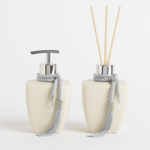 Kit Vidros Lavabo Branco Deluxe C/ Enfeite Difusor E Sabonete Kit Vidros Lavabo Branco Deluxe C/ Enfeite Difusor E Sabonete Artificio Lar Prata 