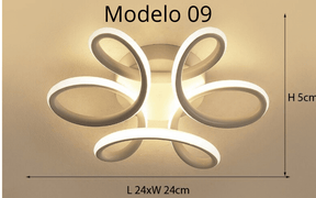 Luminária Lustre Minimalista LED 24w - 3 Cores de Luz Ajustáveis - 11 Modelos Luminária - 01 Artificio Lar Modelo 09 - Moldura Branca 3 Cores de Luz 