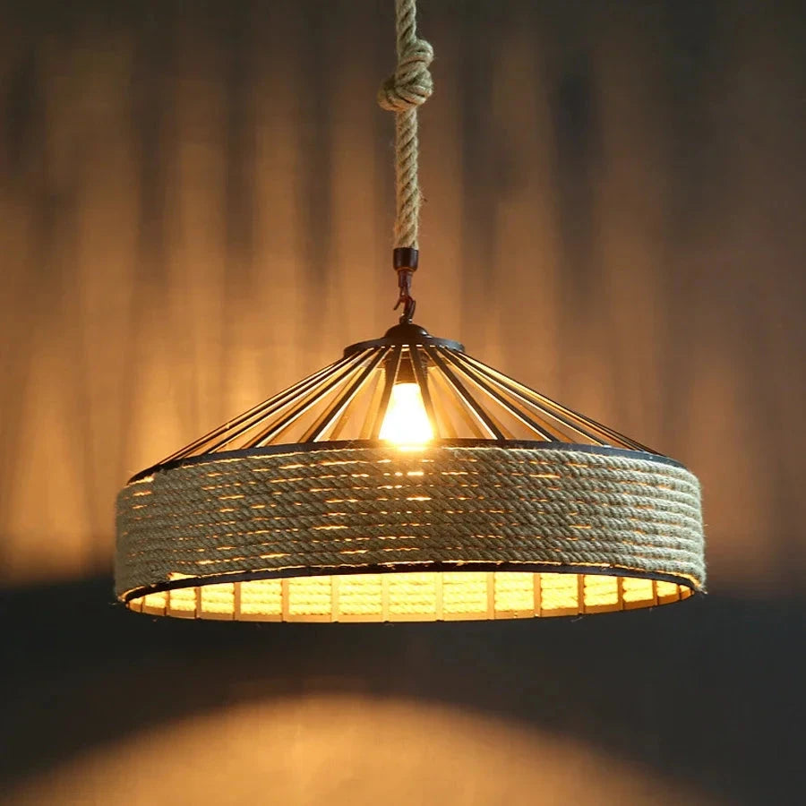 Lustre Pendente Retrô Industrial Corda de Cânhamo Bright Lustre Pendente Retrô Industrial Corda de Cânhamo Bright Artificio Lar 