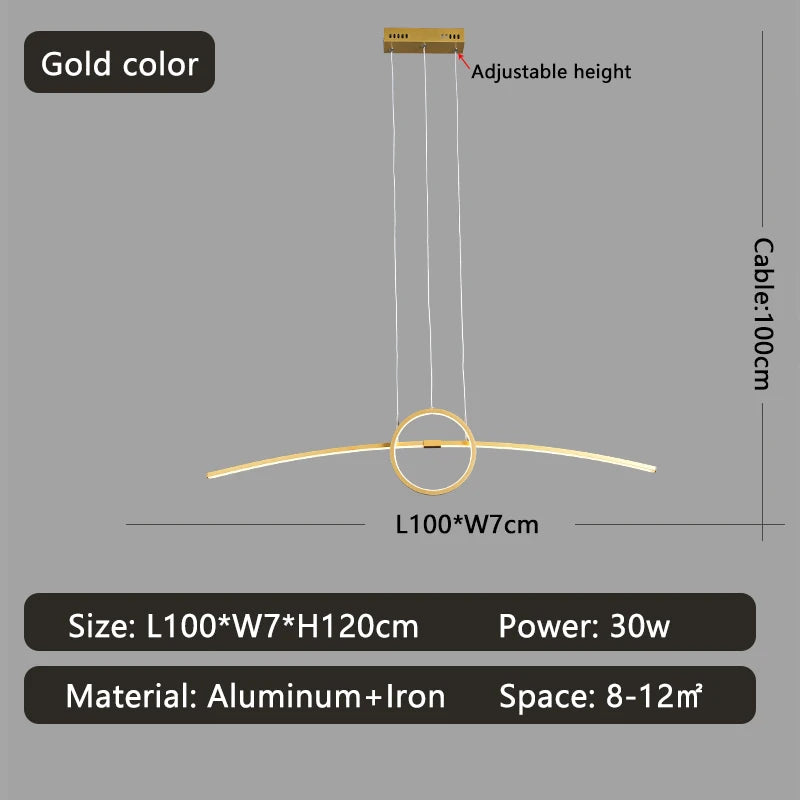 LuzPend 100CM Luminária Pendente LED Moderna Inteligente para Sala Lustres Artificio Lar 