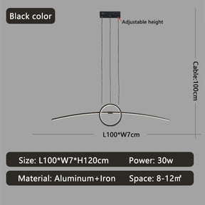 LuzPend 100CM Luminária Pendente LED Moderna Inteligente para Sala Lustres Artificio Lar 