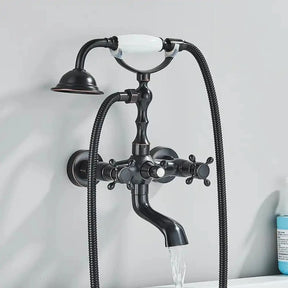 Misturador De Parede Para Banheira Duplocomando Inglês Brazina misturador de parede banheira duplo comando Artificio Lar Preto Fosco C/ Porcelana Entrega De 7 Á 12 Dias 