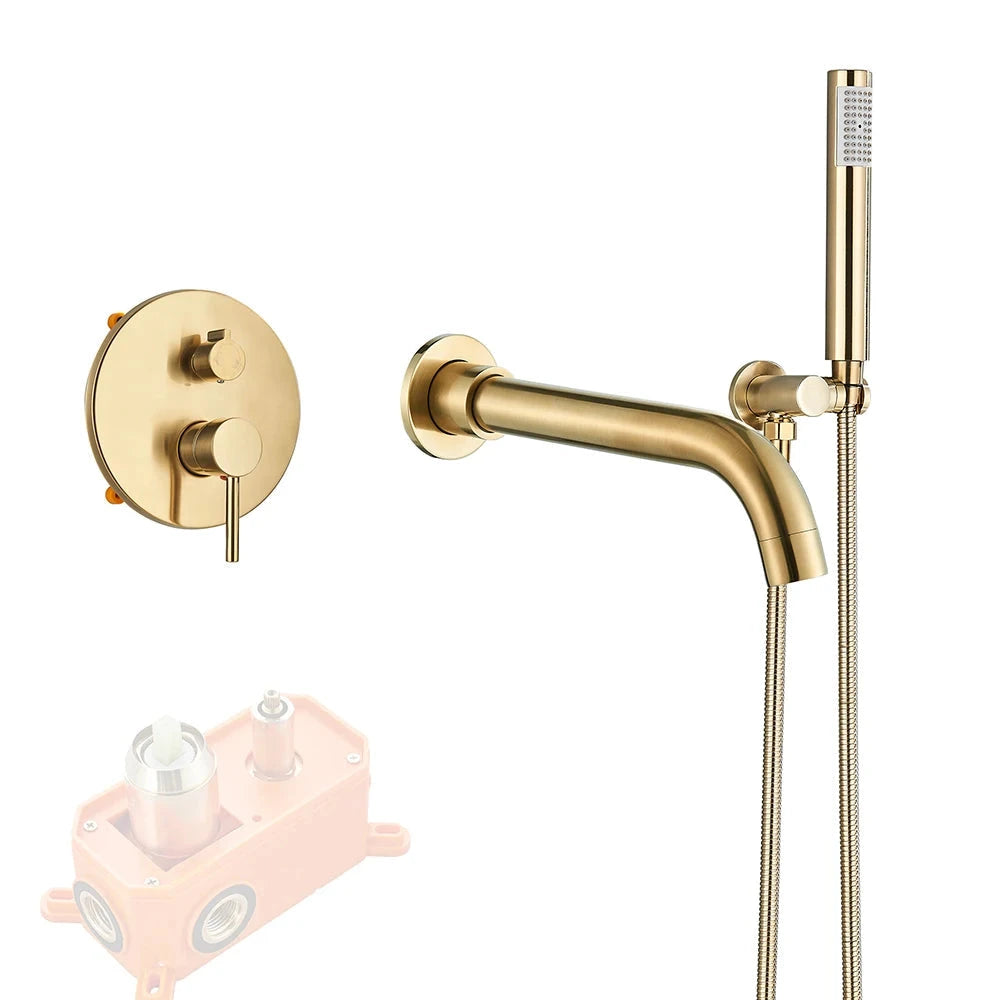 Misturador de Parede Quizz Para Banheira Premium Misturador de Parede Quizz Para Banheira Premium Artificio Lar Dourado Escovado 