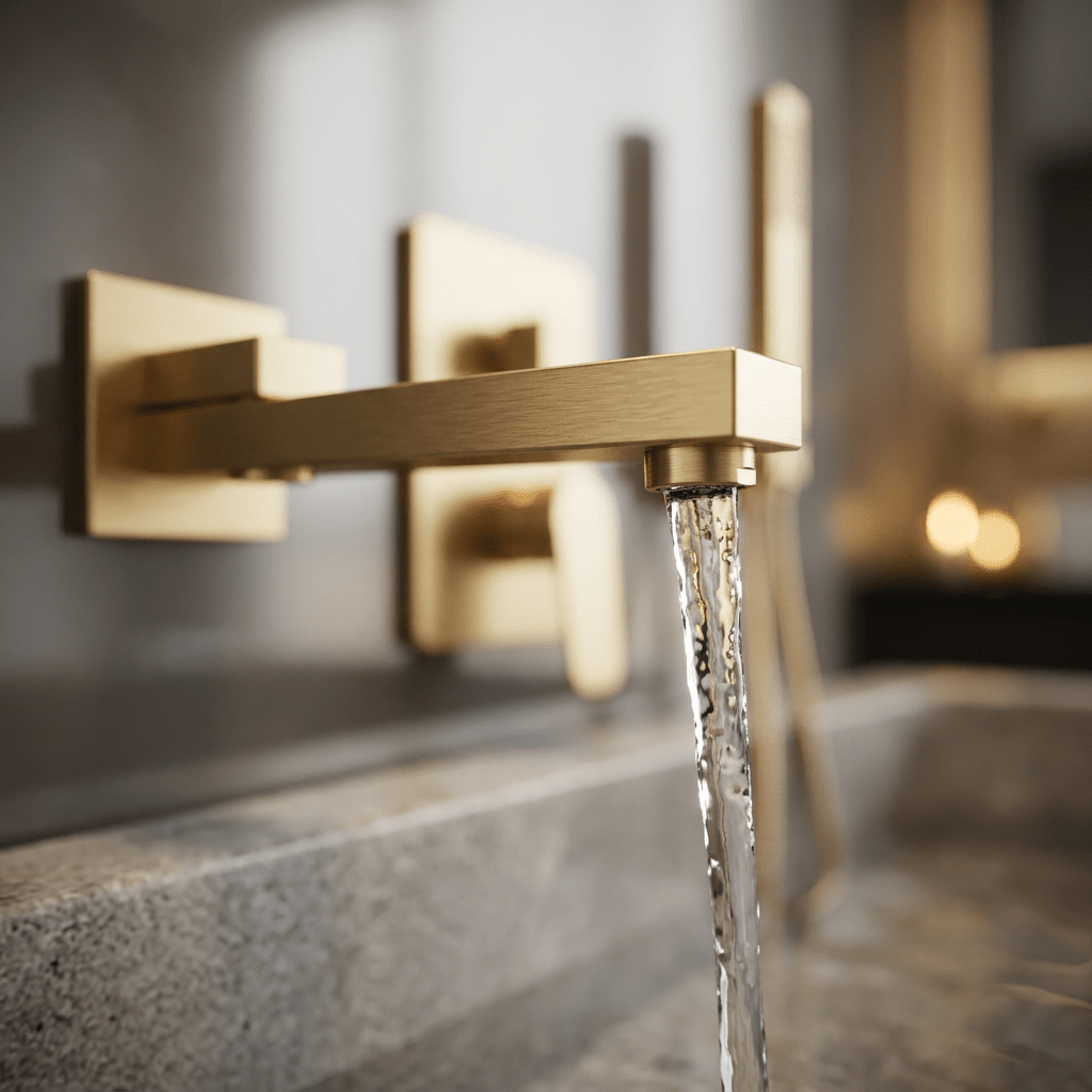 Misturador Parede Para Banheira Aquash Misturador Parede Para Banheira Aquash Artificio Lar Dourado Escovado 