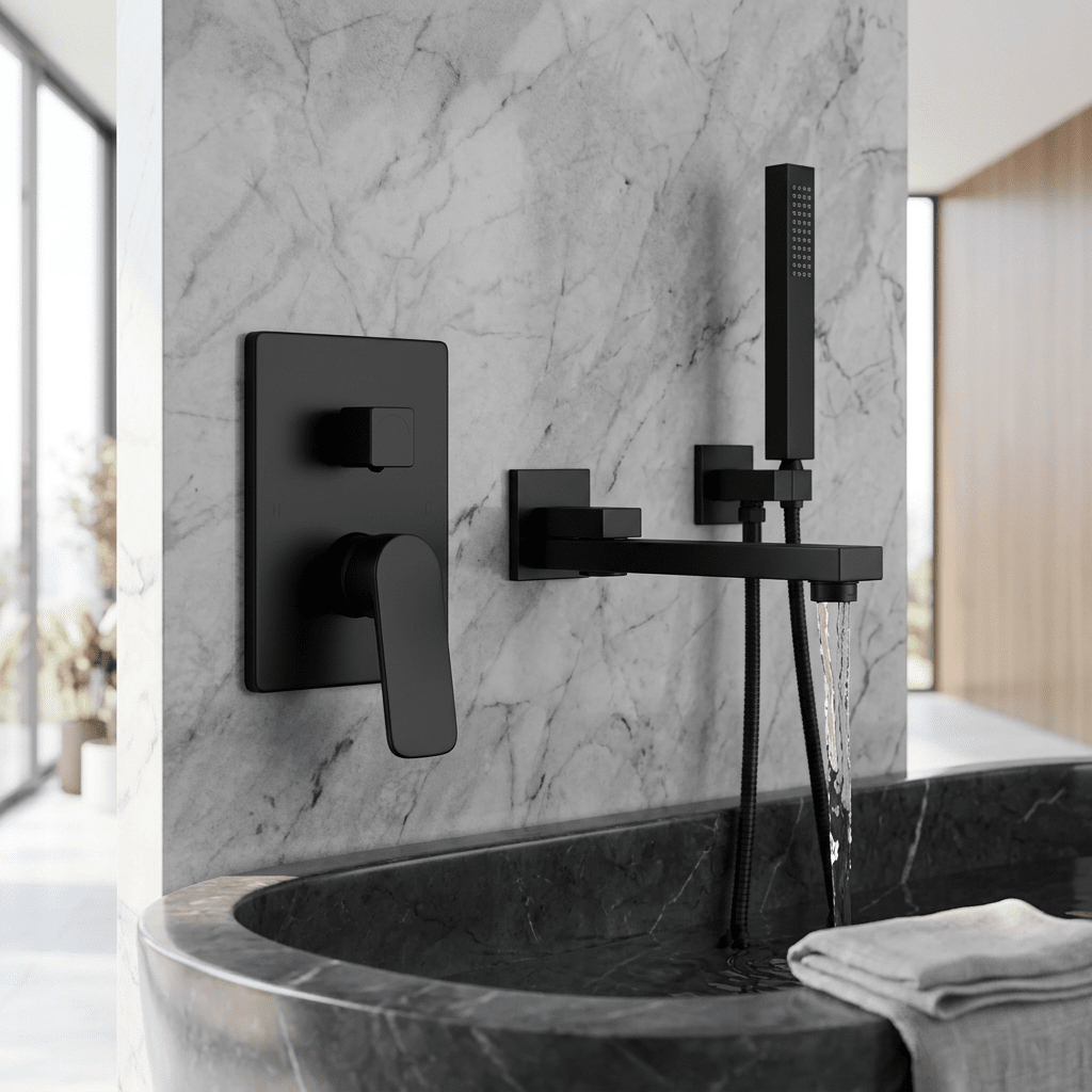 Misturador Parede Para Banheira Aquash Misturador Parede Para Banheira Aquash Artificio Lar Preto 