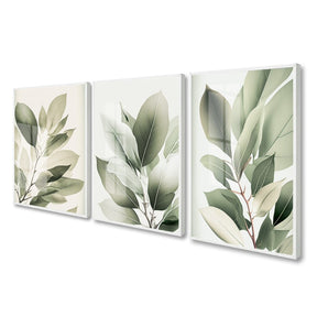 Quadro Decorativo Folhagem Folhas Verdes Com Vidro e Moldura Quadros Artificio Lar 