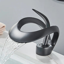 Solid Brass Waterfall Basin Faucet Single Handle Hot Cold Water Mixer Tap For Bathroom Sink Artificio Lar Matte Black 