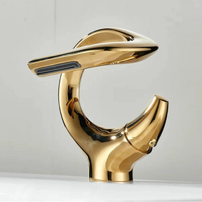 TOLM Basin faucet brass waterfall bathroom basin hot and cold mixer faucet single handle crane chrome mixer faucet Artificio Lar 